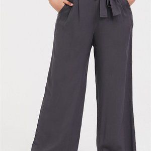 Torrid Wide Leg Belted Grey Challis Pants NWT 2X